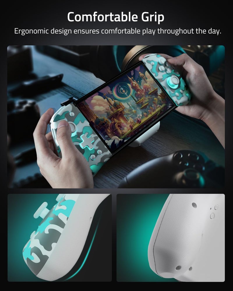 FUNLAB Switch Joypad Controller for Nintendo Switch/OLED Joycon, Ergonomic Switch Handheld Controller Joypad Replacement, Camo One Piece Controles Customizable with Adjustable Color, Turbo, Mapping - Image 4